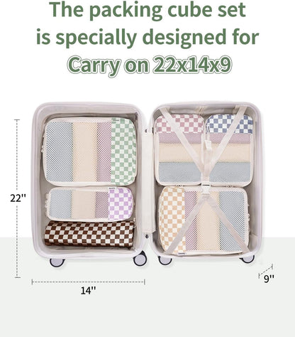 Narwey 6 Set Compression Packing Cubes for Travel Kids Women Carry on, Packing Organizers Bag for Backpack Luggage Suitcase Duffle Bags