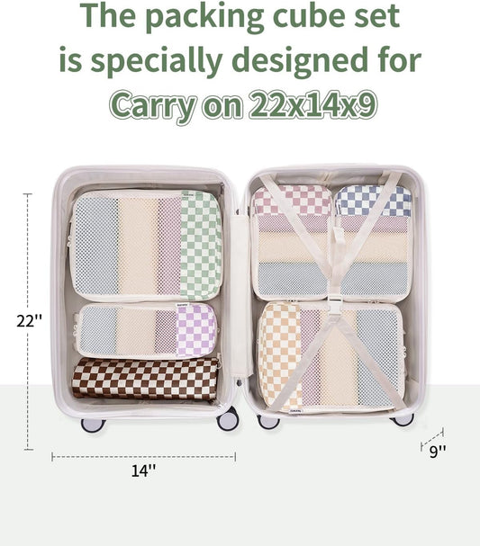 Narwey 6 Set Compression Packing Cubes for Travel Kids Women Carry on, Packing Organizers Bag for Backpack Luggage Suitcase Duffle Bags