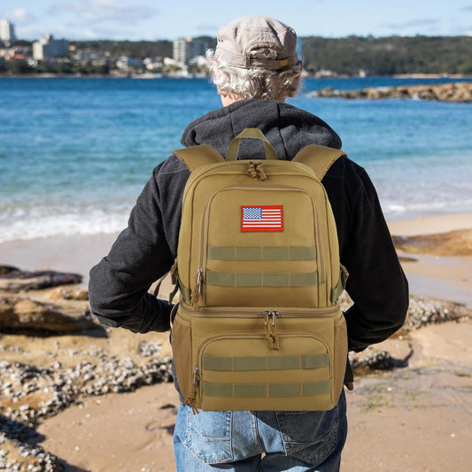 Tactical Double Deck Cooler Backpack for Men,Large Lunch Backpack with 2 Compartment,Soft Cooler Bag