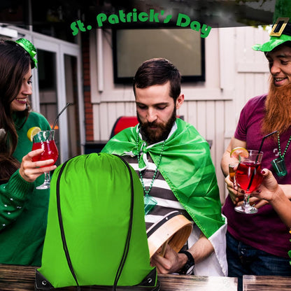 60 Pieces Drawstring Backpack Bags Sports Sackpack Bulk Cinch Gym Bag for Women Men Outdoor Sports Backpack for St. Patrick's Day Gift (Green)