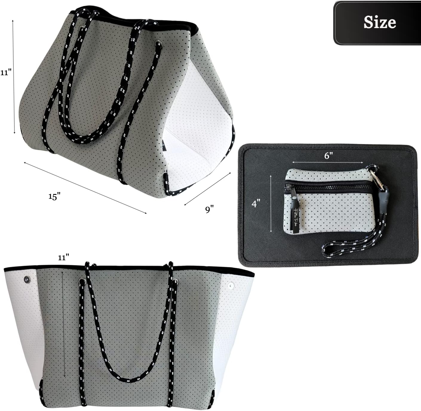 Pole Tribe Neoprene Tote - Large Beach, Gym, Travel Bag & Wallet, Water-Resistant, Durable, Lightweight, Sailor Rope Design