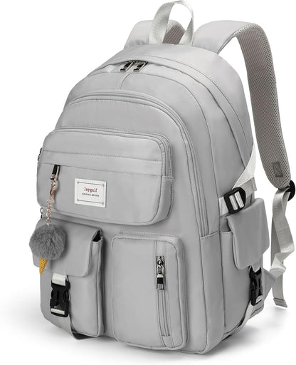 Girls Backpack Stylish Schoolbag Set for College or High Student Laptop Backpack for Women Grey