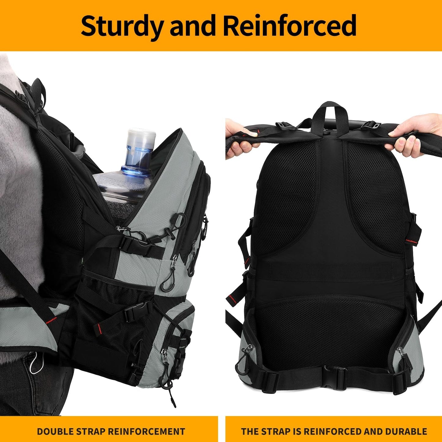 Nerlion 40L Hiking Backpack Travel Backpack for Men Women Camping Waterproof Outdoor Hiking Daypack Lightweight Backpack (Light Gray)