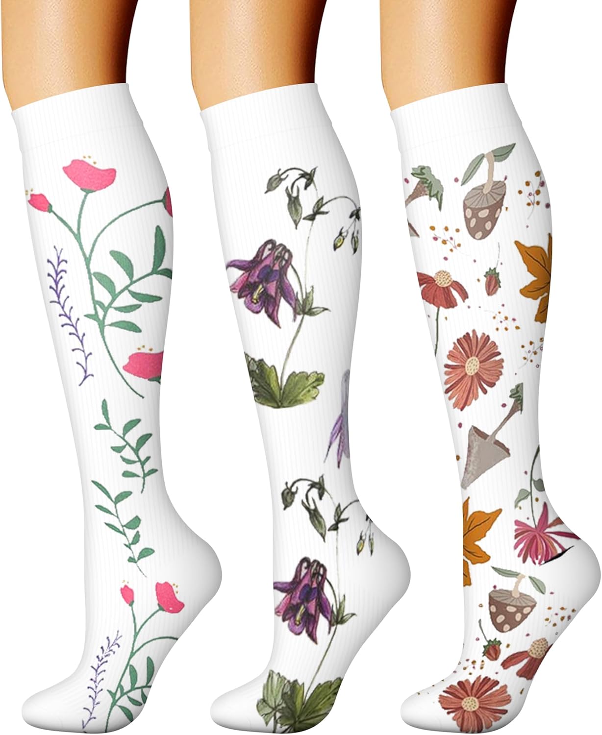 CHARMKING Compression Socks for Women & Men Circulation (3 Pairs) 15-20 mmHg is Best Support for Athletic Running Cycling