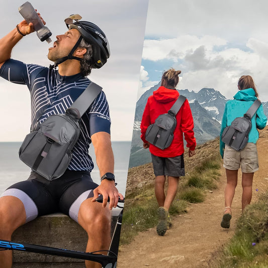 Crossbody Messenger Bag for Women Men Travel Backpack Convertibale Sling Bag Travel Hiking Daypack，Water-Resistant (gray, small)