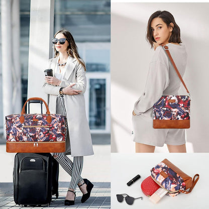 Weekender Bag for Women, Travel Duffel Bag Carry On Overnight Bag with Shoe Compartment Large Nylon Travel Weekend Tote Bag