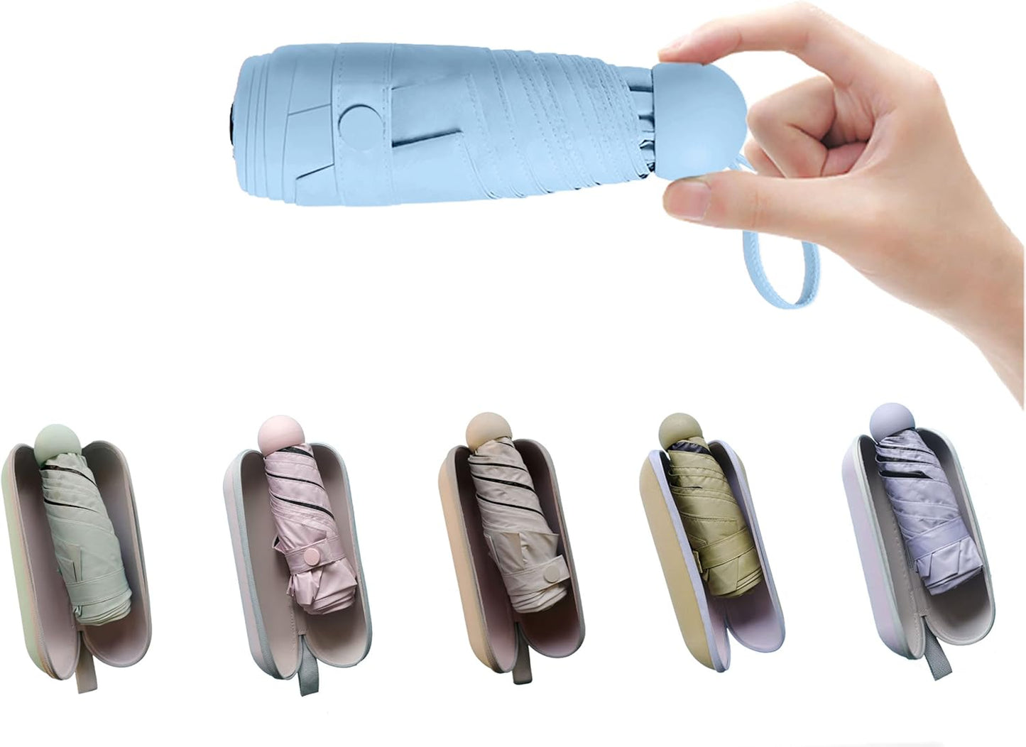 BAODINI Travel Mini Umbrella for Purse With Case-Small Compact UV Umbrella Protection Sun-Lightweight Tiny Pocket umbrella a with Case for Women, Girls