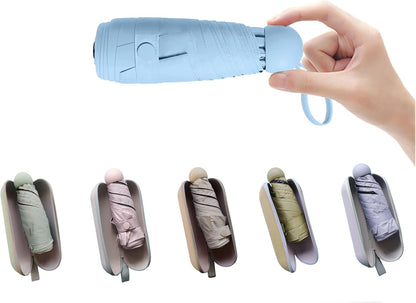 BAODINI Travel Mini Umbrella for Purse With Case-Small Compact UV Umbrella Protection Sun-Lightweight Tiny Pocket umbrella a with Case for Women, Girls