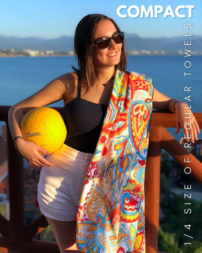 ECCOSOPHY Microfiber Beach Towel - Sand Free Towels are Quick Dry, Light Weight, Super Absorbent - Perfect Pool, Travel, Cruise, Camping Essentials - Oversized Extra Large for Adults 71x35 in