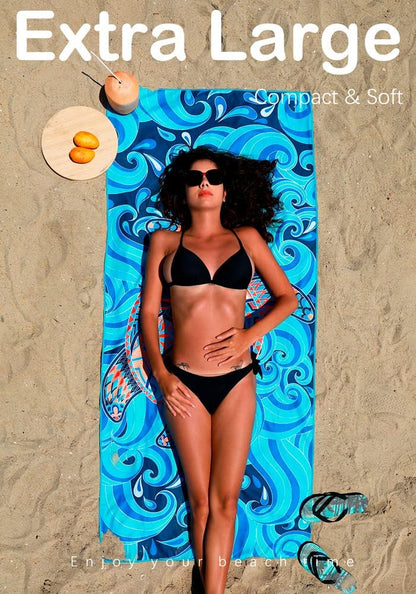 Microfiber Thin Lightweight Beach Towel Sand Free Quick Dry Absorbent Compact Towels for Swimming Pool Camping Beach Accessories Large Easy Pack Travel Things for Vacation Essentials Adult Gift