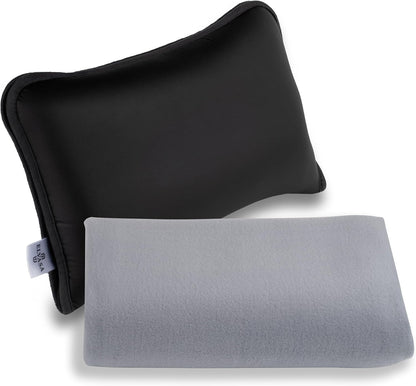 Elvasa Travel Blanket and Pillow Set – Compact Lightweight Throw for Train, Car – Small, Portable Fleece – Long Flight Must Haves – Airplane Comfort Kit – Multi-Use Quillow for Travel (Black)