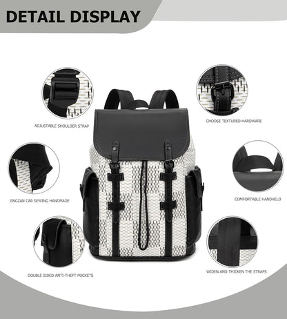 KingTo Laptop Backpack for Men Luxury Anti-Theft Travel Backpack Casual Business Waterproofing Computer Bag (A-White)