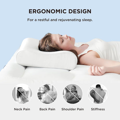 Bedsure Cervical Neck Support Pillow for Sleeping, Ergonomic Odorless Memory Foam Cervical Contour Orthopedic Pillow for Neck Pain Relief, for Side, Back, Stomach Sleeper