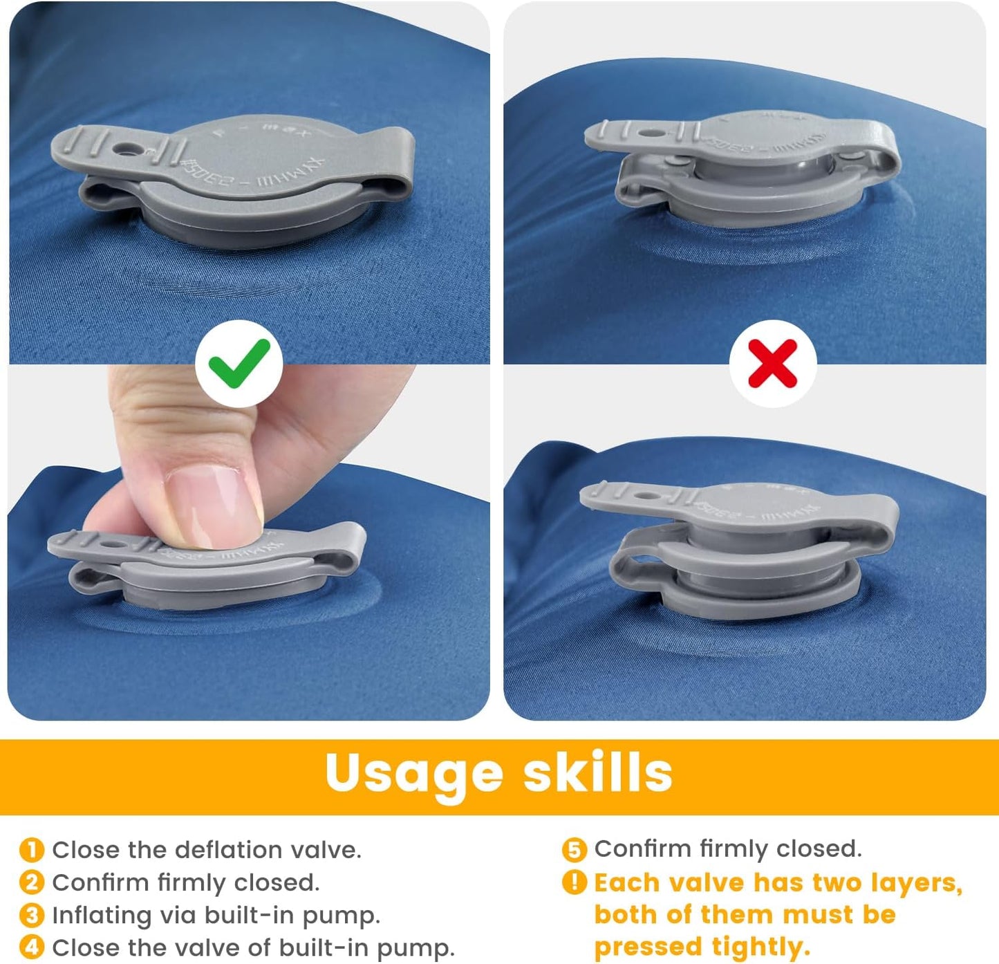 Sleeping Pad, Compact Sleeping Pad for Camping with Pillow Built-in Foot Pump, Inflatable Sleeping Mat for Travel Backpacking Hiking Sleeping Bag Tent, Outdoor Adventure Camp Gear