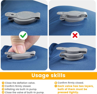 Sleeping Pad, Compact Sleeping Pad for Camping with Pillow Built-in Foot Pump, Inflatable Sleeping Mat for Travel Backpacking Hiking Sleeping Bag Tent, Outdoor Adventure Camp Gear