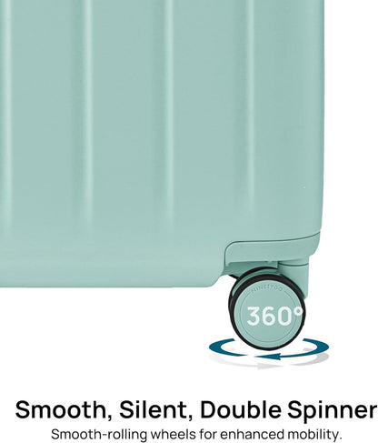 Trunk Luggage 22 Inch, Small Checked Luggage with Double Spinner Wheels, Dry Wet Separate Design, PC Hard Case Suitcase, Lightweight Travel Luggage, TSA Approved (Mint Green, Danube)