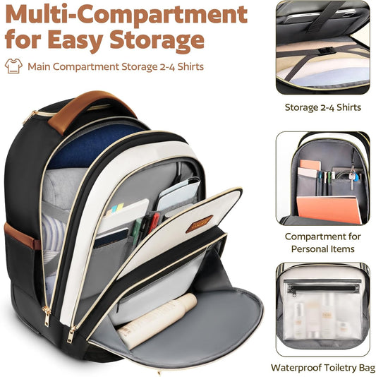 Small Rolling Backpack for Women, Lightweight Travel Backpack with Wheels, Roller Backpacks for Adults, Water Resistant Rolling Laptop Bag, Wheeled Underseat Carry On Luggage, Beige Brown