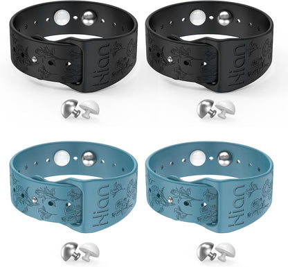 Hion Motion Sickness Bracelets Sea Sickness Wristbands for Motion Sickness/Morning Sickness/Pregnancy Nausea Anti Nausea Wristband Acupressure Nausea Bands Motion Sickness Bands(2Pairs-Black+Bule)