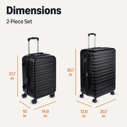 Amazon Basics 2-Piece Set (21", 30"), Hardshell Suitcases With Wheels, Expandable For Up to 25% More Space, With Scratch-Resistant Surface, Four Multi-directional Wheels, Black