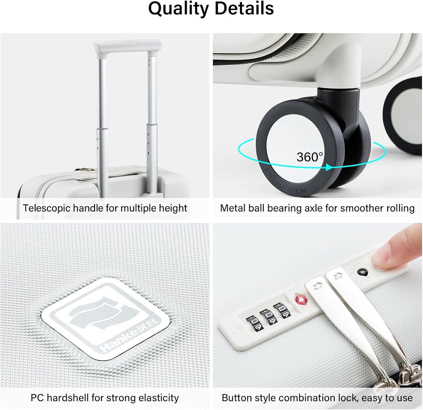 Hanke Hardside Expandable Checked Luggage, 24 Inch Top Opening Trunk Luggages with Spinner Wheels, All-PC Hard Shell Suitcase, Lightweight TSA Checked-Medium(Smoke White, 83L)