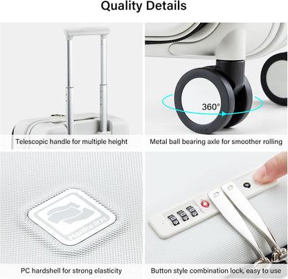 Hanke Hardside Expandable Checked Luggage, 24 Inch Top Opening Trunk Luggages with Spinner Wheels, All-PC Hard Shell Suitcase, Lightweight TSA Checked-Medium(Smoke White, 83L)