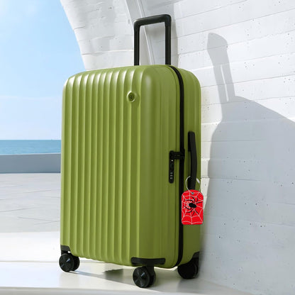 Spider on Spider Web Luggage Tag for Suitcase Set of 2 PU Leather Cute Luggage Tags with Stainless Metal Loop ID Label Privacy Flap Suitcase Tags for Women and Men Travel