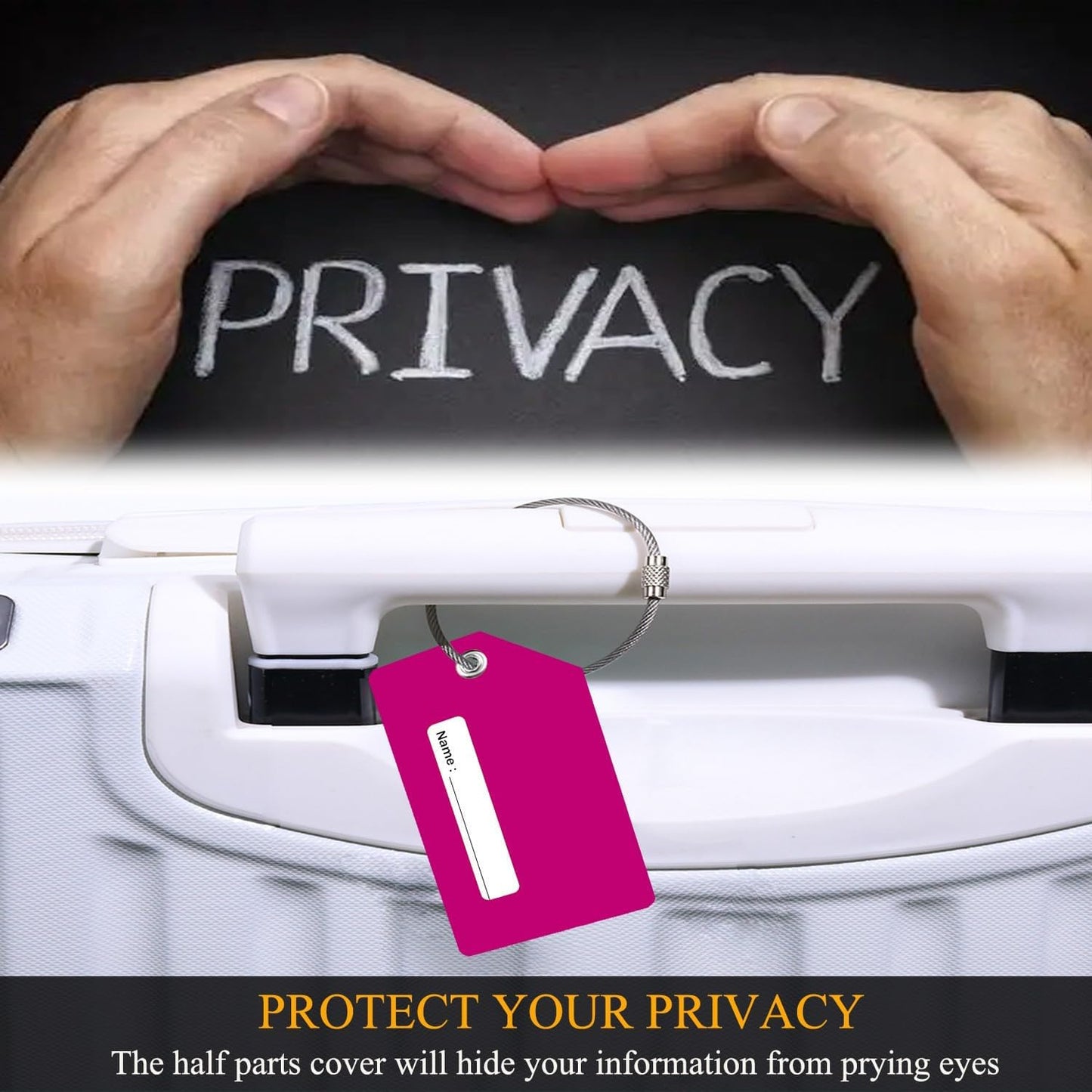 6 Pack Silicone Luggage Tag for Suitcases with Stainless Loop, Privacy Protection Travel Bag Tags Perfect to Quickly Spot Baggage Handbag (Cranberry)