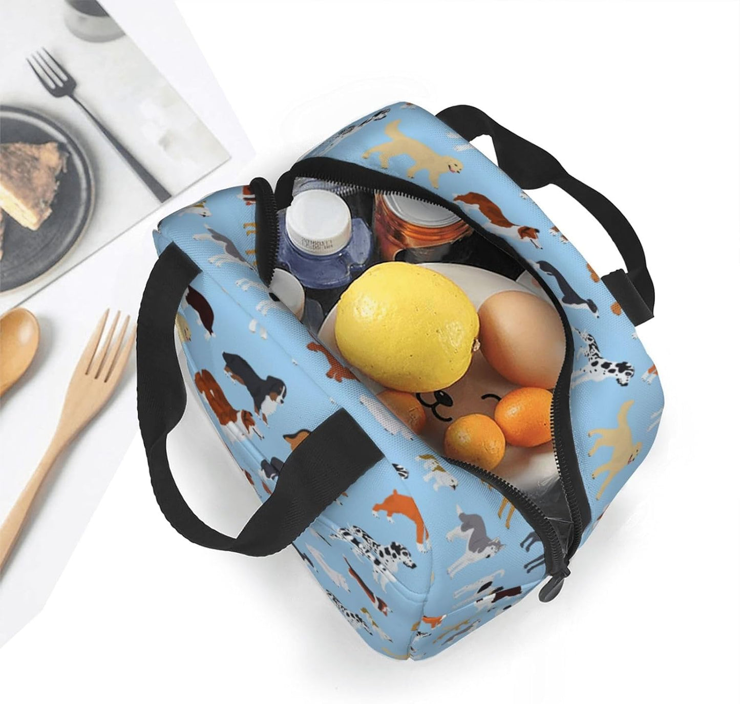Cute Dog Lunch Box Puppy Lunch Bag Insulated Reusable Lunch Tote Bag Cooler Tote Bag for Men Women