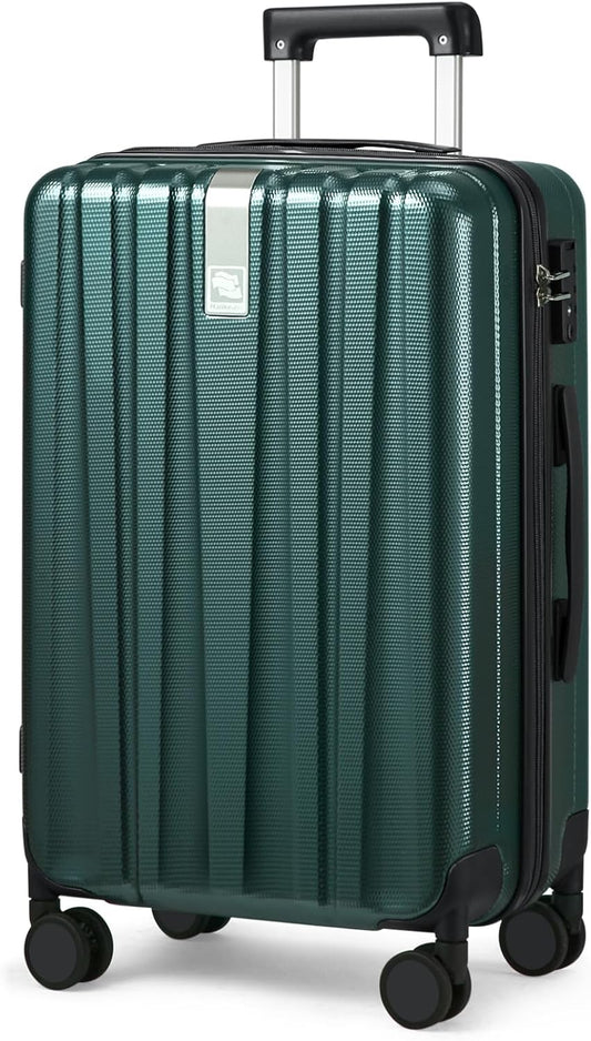 Hanke 29 Inch Luggage Suitcases With Spinner Wheels Lightweight PC hardside Rolling Suitcase With Travel Lock, Checked-Large 29-Inch(Blackish Green)