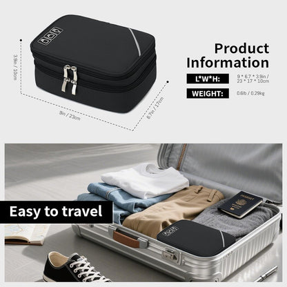 Lanola Electronic Organizer,Travel Cable Organizer Bag Pouch Electronic Accessories Carry Case Portable Double Layers Storage Bag for Cable,Cord,Charger,Phone,Earphone,Power Bank,Memory Cards - Black
