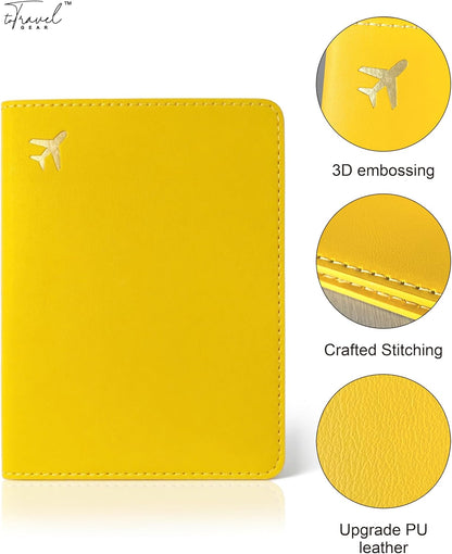 Passport Holder for Travel Essentials,RFID Blocking Passport Cover Case for Travel Accessories,Travel Wallet for Women Men (Lemon Yellow)
