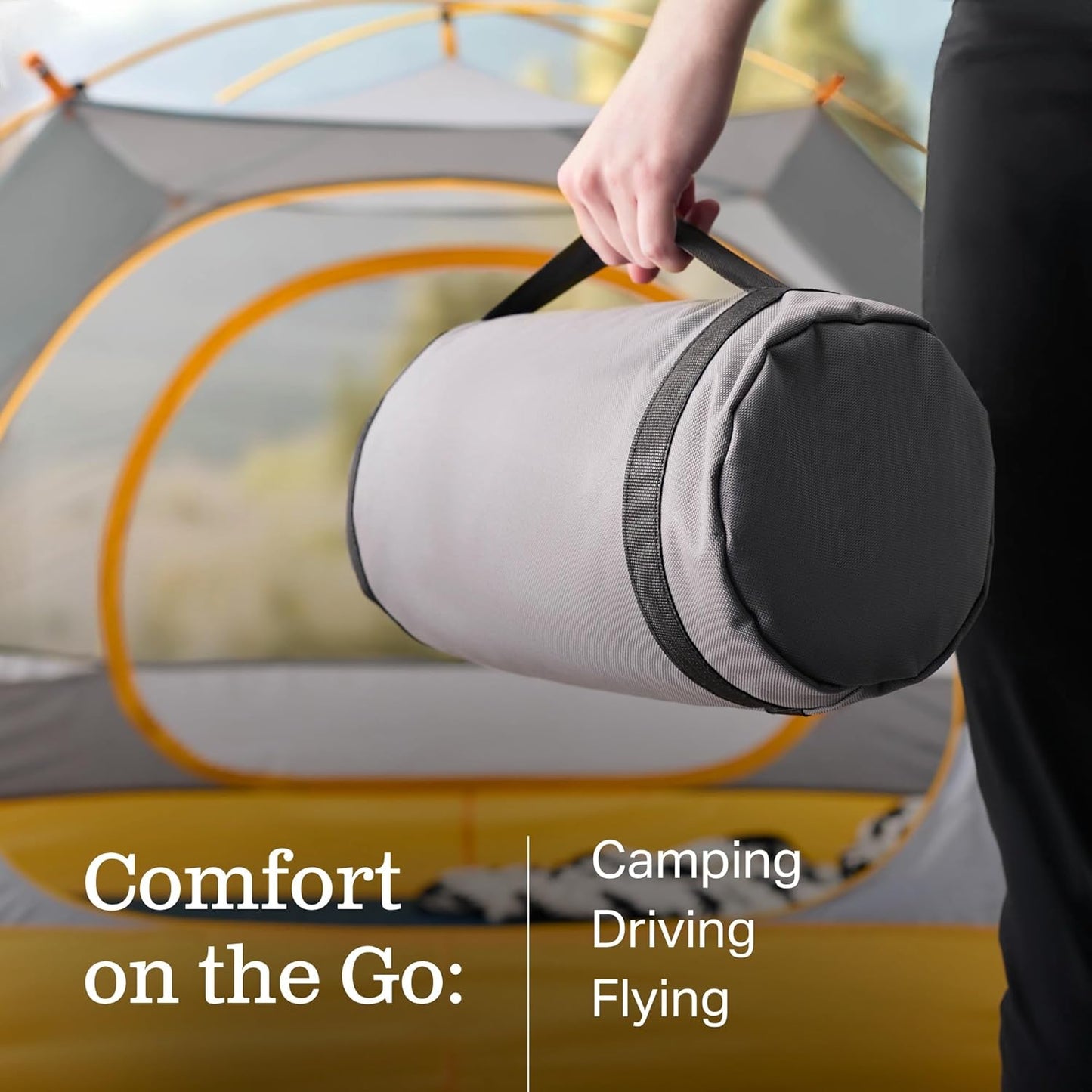 WEEKENDER Gel Memory Foam Camping Pillow - Travel Essentials & Must Haves - Camping Gear & Accessories - Contouring Neck Support - Small Size Compatible for Car, Airplane, and Beach - 1 Pack