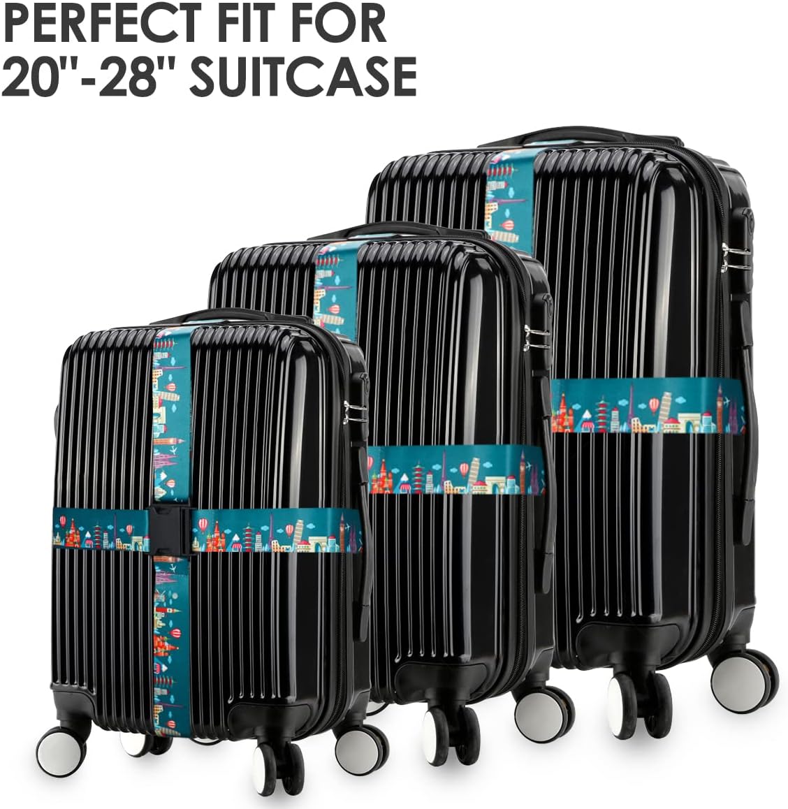 Adjustable Travel Luggage Strap Suitcase Belt Travel Bag Accessories 1.96 in W x 6.23 ft L