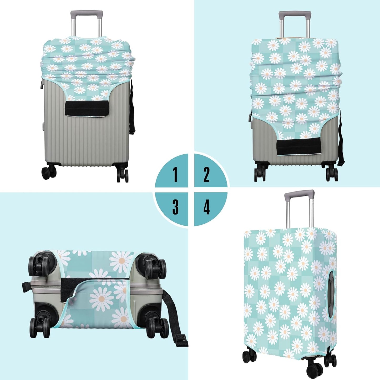 Travel Luggage Cover Suitcase Protector Fits 18-32 Inch Wheel Covers PatternedTravel Related Items Flower Luggage Protector Elastic L