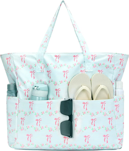 Waterproof Beach Tote Pool Bags for Women Ladies Extra Large Gym Tote Carry On Bag With Wet Compartment for Weekender Travel