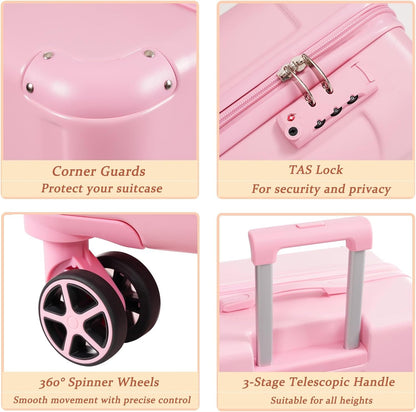 Merax 24 Inch Expandable Checked Luggage, Hardshell ABS Medium Suitcase with Spinner Wheels, TSA Lock, Lightweight Travel Suitcase for Long Trips and Vacations