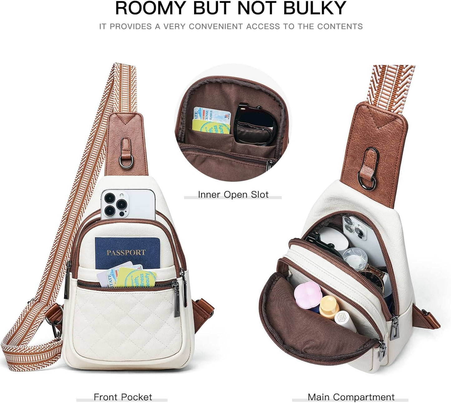 Sling Bag For Women Fanny Pack Crossbody Travel Shoulder Belt Bags Tote Backpack Purse Faux Leather