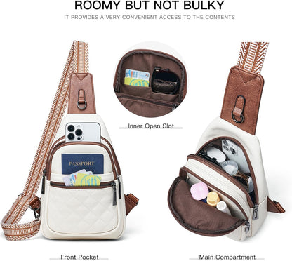 Sling Bag For Women Fanny Pack Crossbody Travel Shoulder Belt Bags Tote Backpack Purse Faux Leather