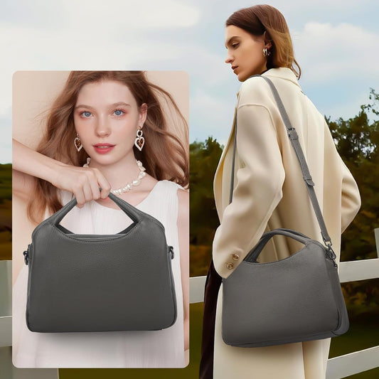 KOGTLA Genuine Leather Purses for Women, Crossbody Shoulder Bags with Top-Handle, Tote Satchel Handbags