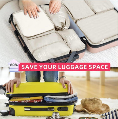 9 Set Packing Cubes for Suitcases, Aydicon Travel Luggage Packing Organizers with Laundry, Toiletry Bag, Compression Storage Shoe Bag, Toothbrush Case, Travel Essentials (Cream)