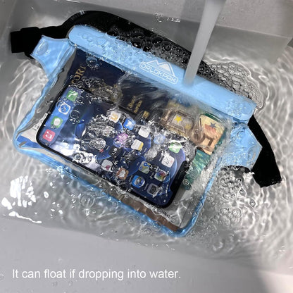 DRLOKPAK Waterproof Waist Bag Pouch Fanny Pack Bum Bag with Secret Holder Keeps Your Phone Kindle Wallet Watch & Valuables Dry - Perfect for Surf Canoe Swim Snorkel Dive Beach Pool(Blue)