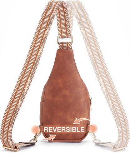 Telena Small Sling Bag for Women Leather Crossbody Fanny Packs Chest Bag for Women