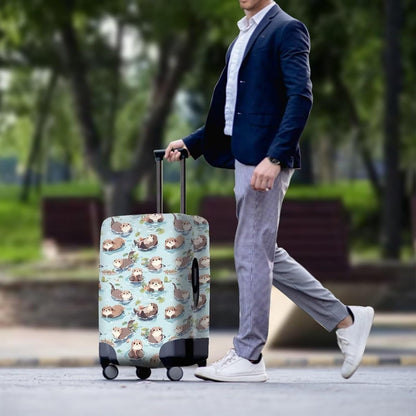 Otter Print Suitcase Cover Fit 30-32 Inch Travel Luggage Covers with Zipper Non Slip Luggage Cover for Suitcase Zip Closure Elastic Suitcase Cover Protector Cute Baggage Cover