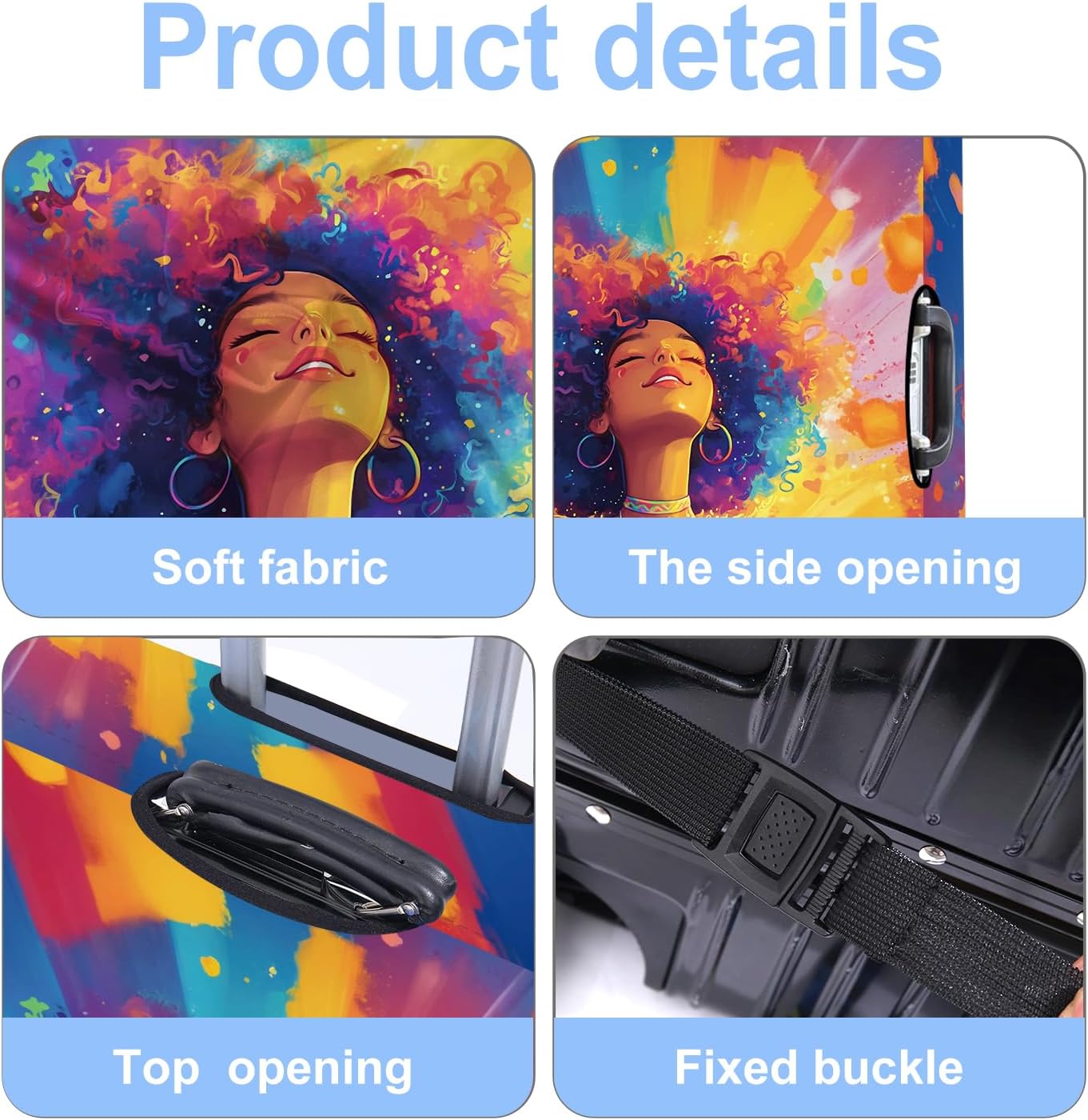 Luggage Cover Washable Suitcase Protector Anti-scratch Suitcase cover Fits 20-34 Inch Luggage (Girl-1, XL(32-34inch suitcase))