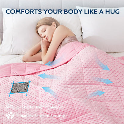 L'AGRATY Weighted Blanket for Adult - 48"x72" 20lbs Minky Dots Heavy Blanket with Glass Beads: Soft Breathable for All-Season Summer Fall Winter Thick Comfort for Sleeping