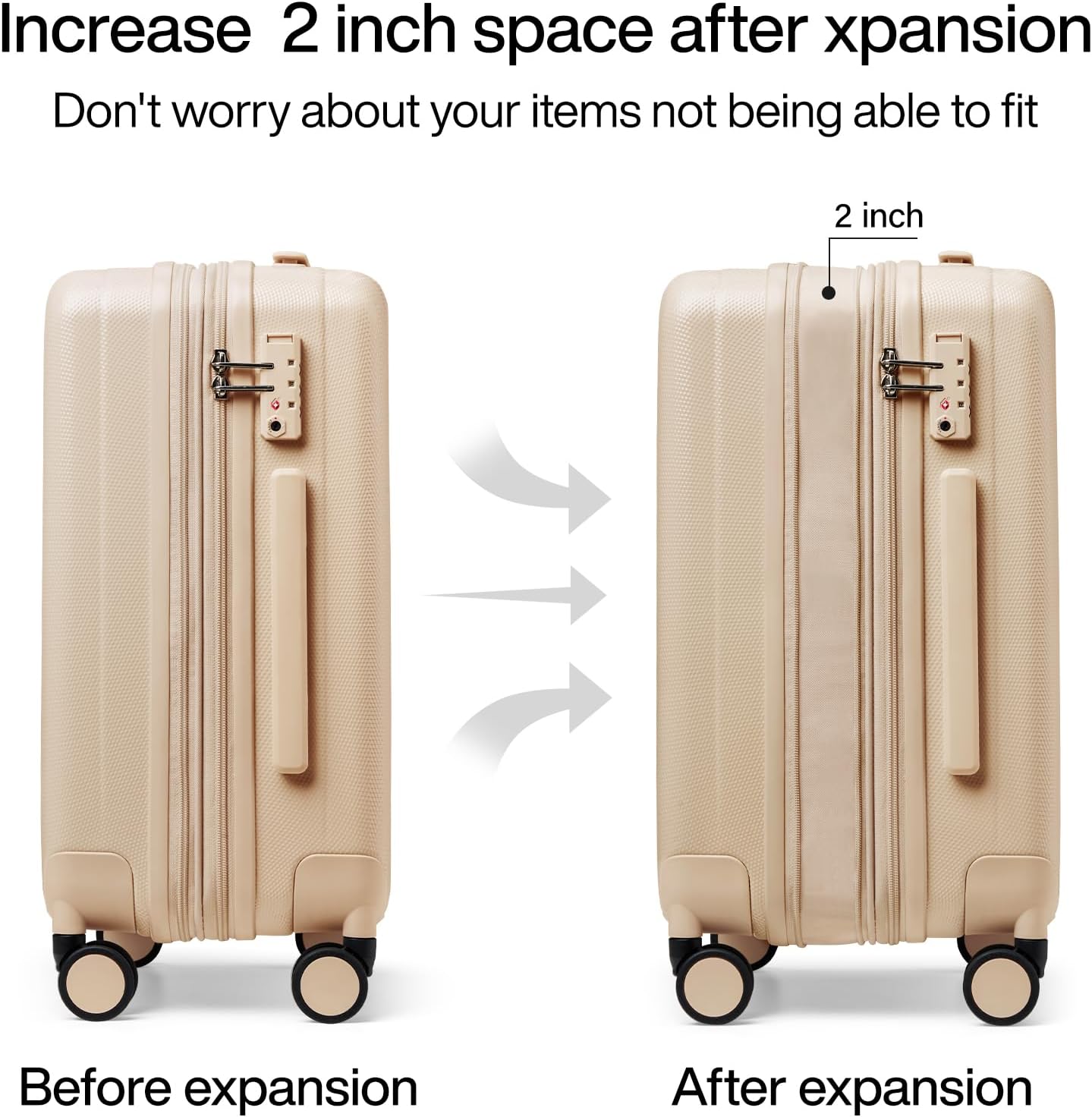 Hanke Expandable Hardshell Luggage Sets 3 piece Carry on Luggage with Wheels Suitcases Lightweight Checked Travel Luggage Rolling Large Suitcase Travel Luggage Bag Woman Men 20/24/29" Cuba Sand Pink