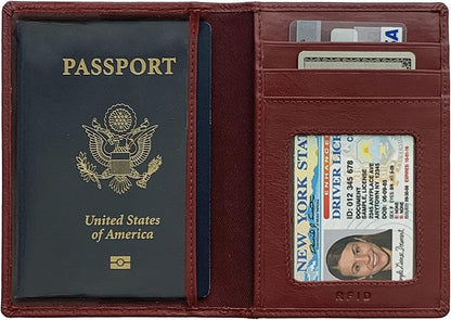 Personalized Monogrammed Merlot Leather RFID Passport Wallet