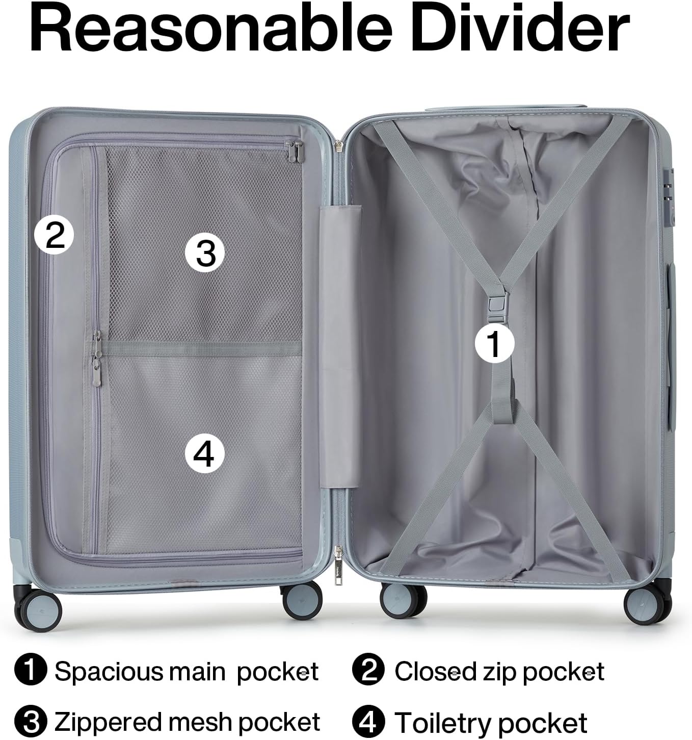 Hanke 24 Inch Luggage Suitcases With Spinner Wheels Lightweight PC Hard Shell Rolling Suitcase With Travel Lock,Checked-Medium 24-Inch(Gray)