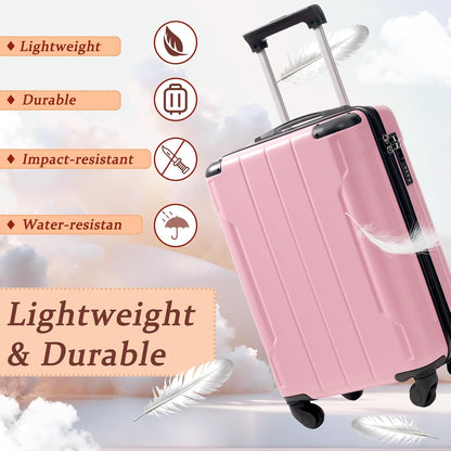 Merax Carry on Luggage Set, 20 Inch Hardshell ABS Suitcase with Spinner Wheels, Built-in TSA Lock & 2 Packing Cubes Airline Approved for Business Weekend Travel