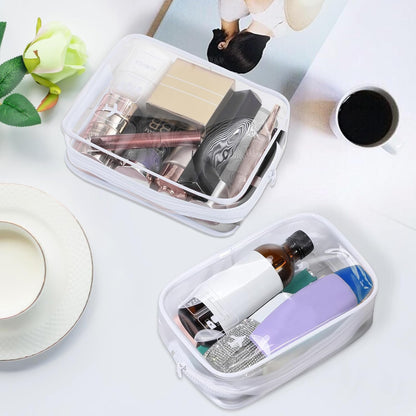 AURUZA 2 Pack Travel Toiletry Bag, Clear Makeup Bag, TSA Approved Cosmetic Bag with Zipper, Clear Organizer Carry on Bag for Women, PVC Cosmetic Pouch